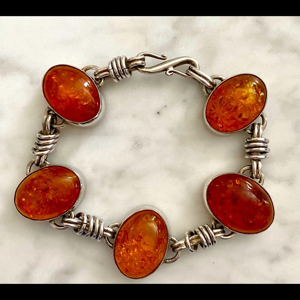 Amber bracelet- Sterling Silver